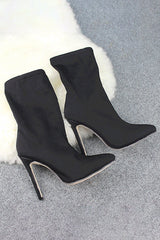 Sexy Stretch Mesh Solid Color Pointed Toe High Heel Boots NewGew