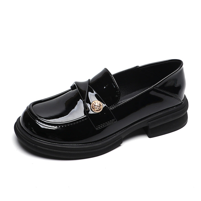 Women Retro Glossy Leather Casual Loafers Newgew Shoes