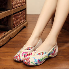 Women's Slip-on Hidden Embroidered Comfortable Style Heels Newgew