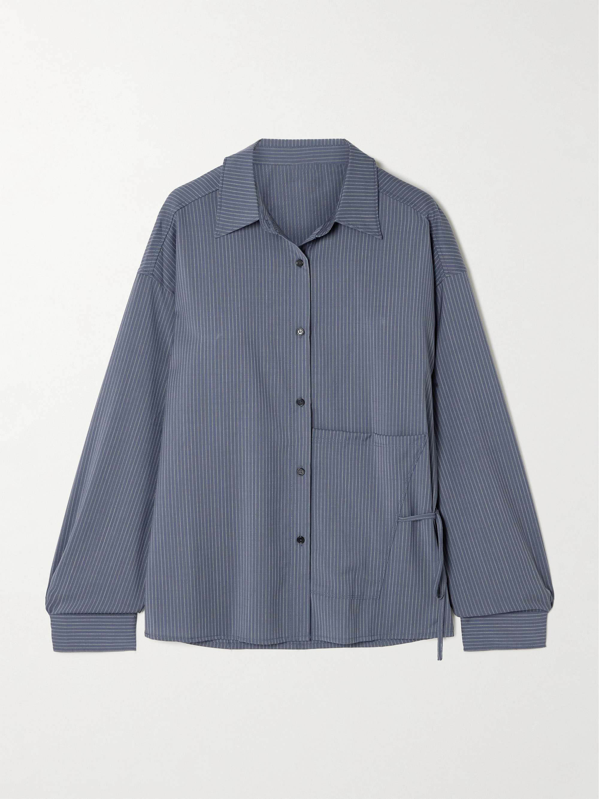 Tie Detail Striped Shirt Newgew Dresses