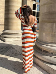 Zigzag Pattern Crochet Open Back Maxi Dress Newgew Dresses