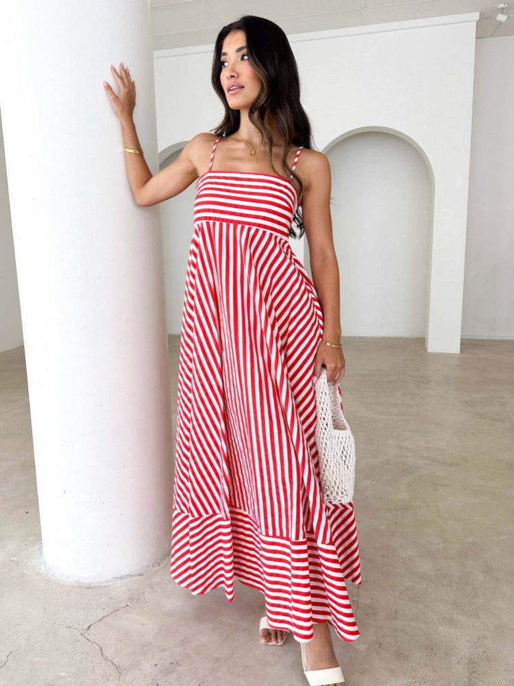 Striped Thin Strappy Midi Dress Newgew Dresses