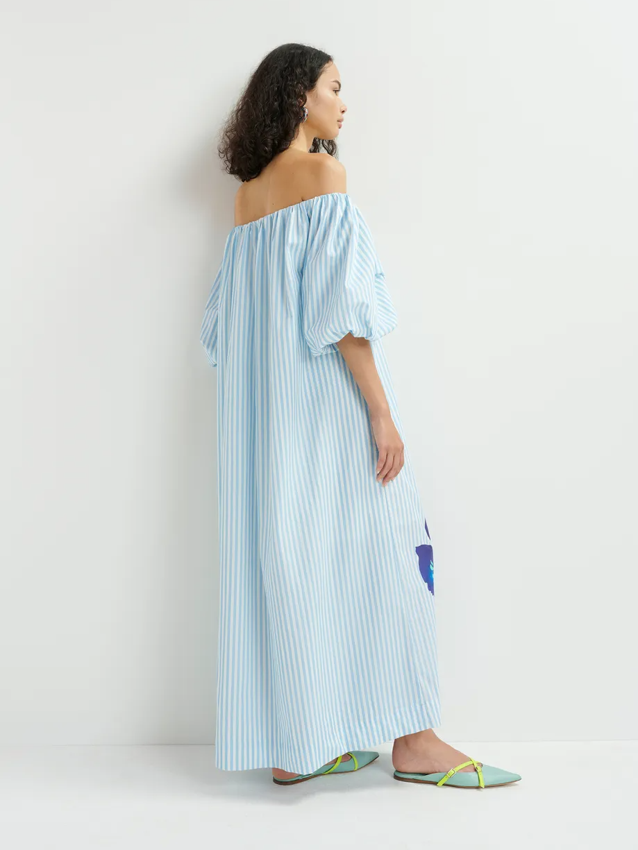Striped Off The Shoulder Maxi Dress Newgew Dresses