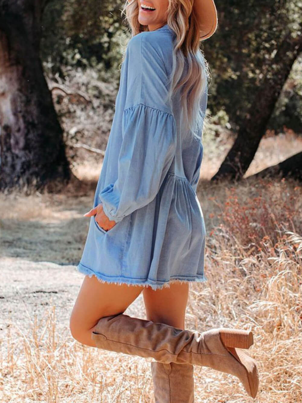 Indigo Denim Mini Dress Newgew Dresses