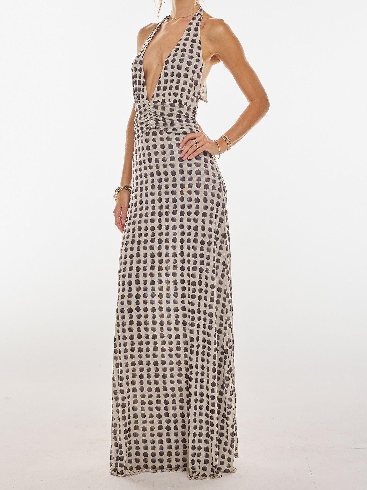 Camoni Polka Dot Diary Maxi Dress Newgew Dresses