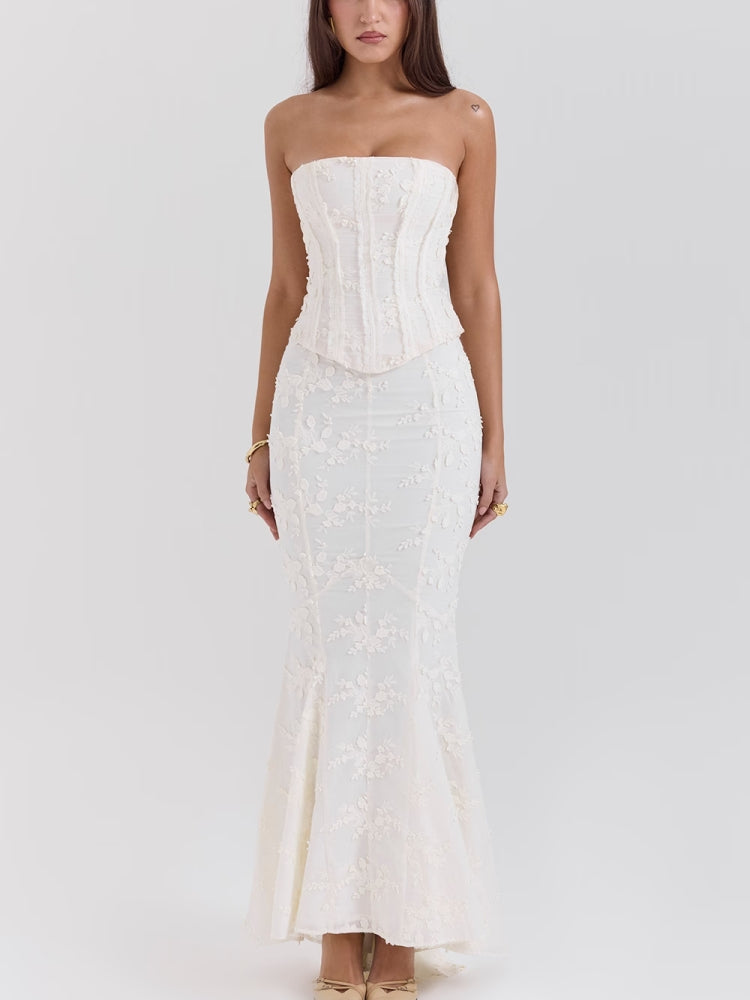 Embroidered Off-the-shoulder Backless Fitted Maxi Dress Newgew Dresses