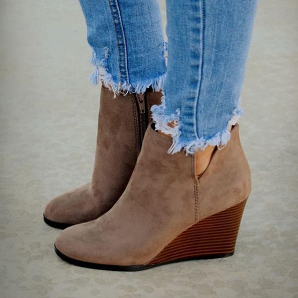 Side Slit Wedge Booties NewGew