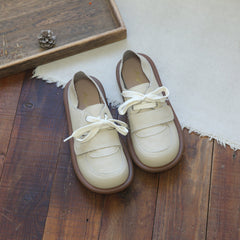 Women Retro Leather Flat Soft Casual Shoes Newgew Shoes