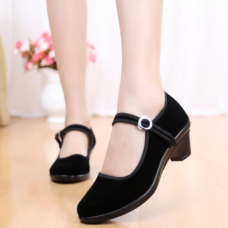 Women's Black Ceremonial Hotel Dance Medium Canvas Shoes Newgew