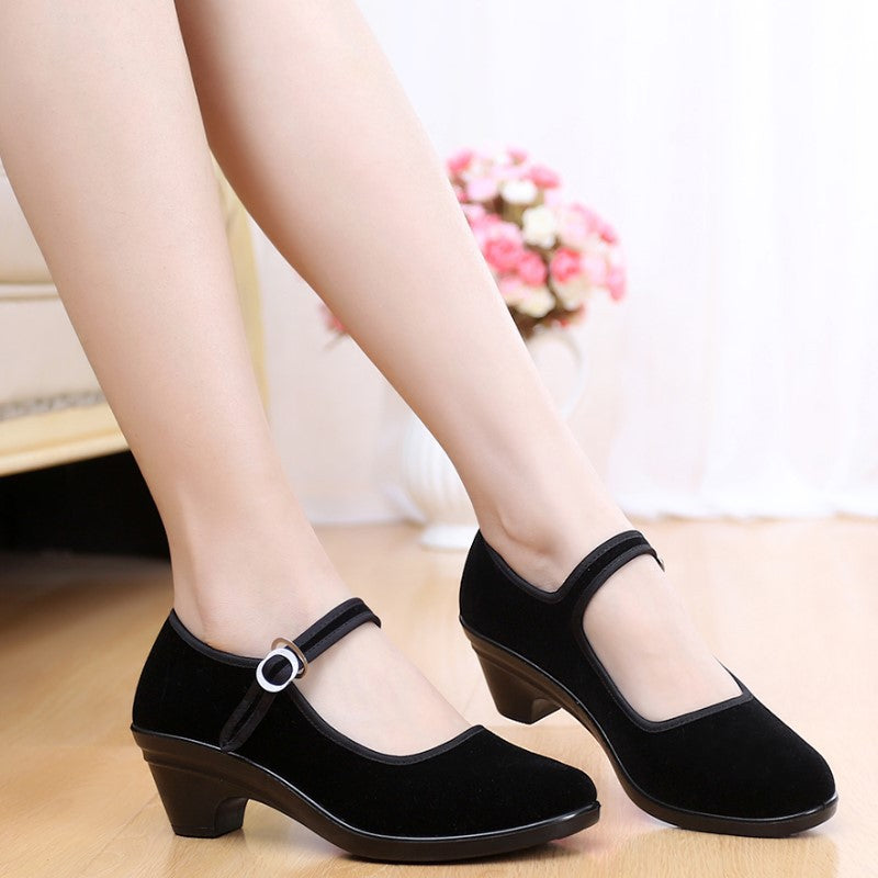 Women's Black Ceremonial Hotel Dance Medium Canvas Shoes Newgew