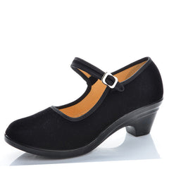 Women's Black Ceremonial Hotel Dance Medium Canvas Shoes Newgew