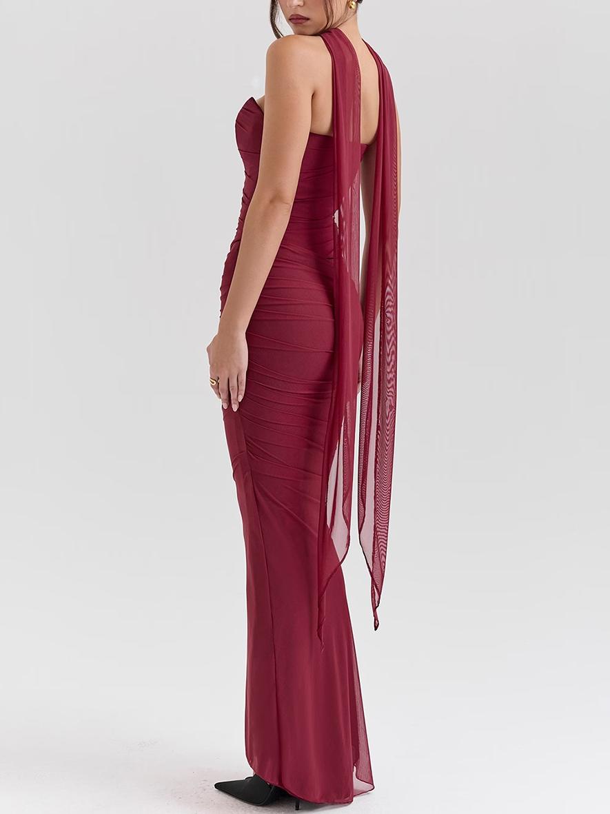 Pink Strapless Bodice and High Waist Skirt with Tie Set Newgew Dresses