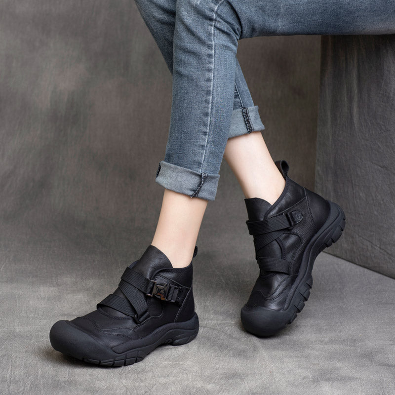 Women Autumn Retro Buckle Casual Ankle Boots Newgew Shoes