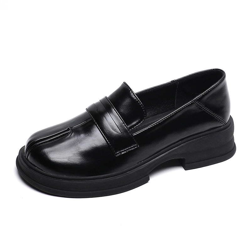 Women Retro Leather Thick Soled Casual Loafers Newgew Shoes