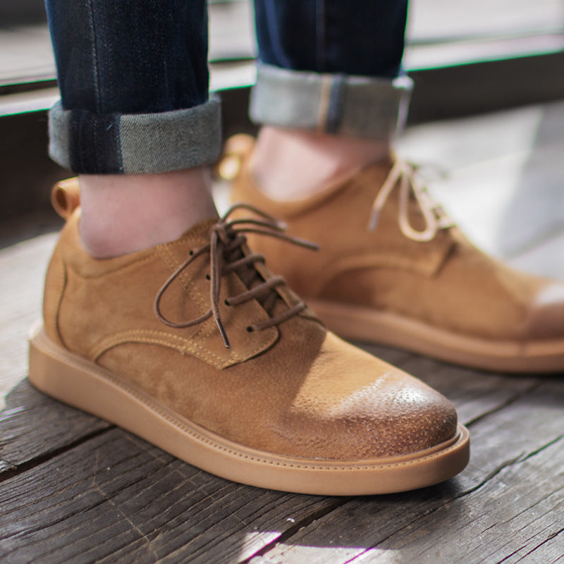 Men Solid Flat Leather Flat Casual Shoes Newgew Shoes