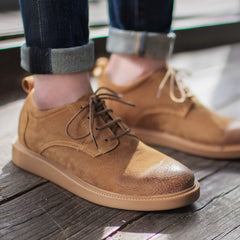 Men Solid Flat Leather Flat Casual Shoes Newgew Shoes
