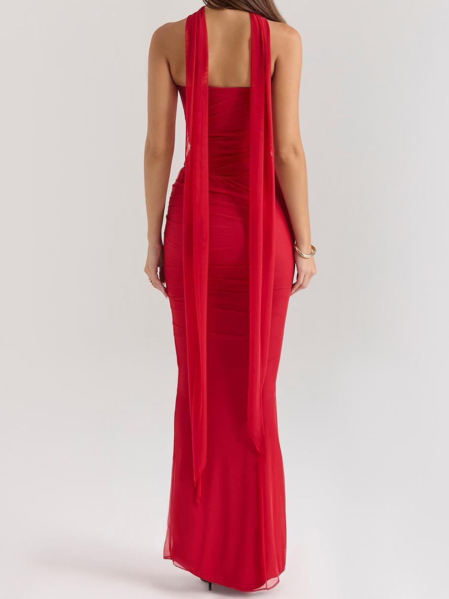 Pink Strapless Bodice and High Waist Skirt with Tie Set Newgew Dresses