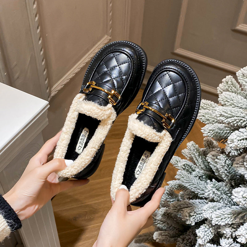 Women Minimalist Furred Casual Winter Loafers Newgew Shoes