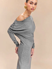 Asymmetric Neckline Maxi Dress Newgew Dresses