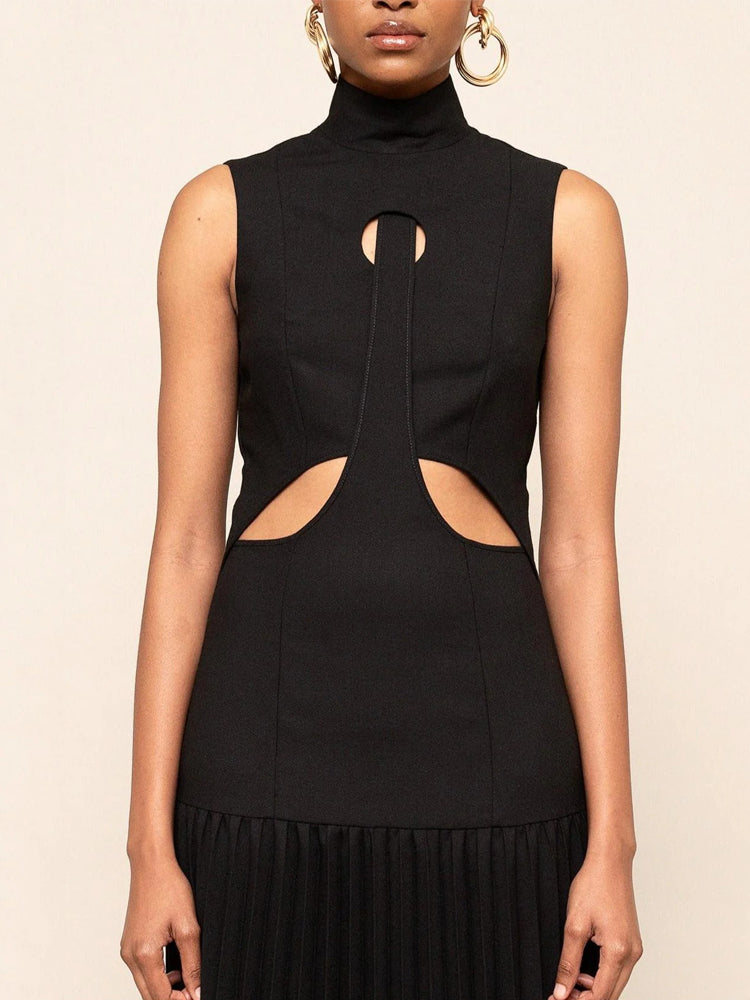 Pleated Cutout Maxi Dress Newgew Dresses