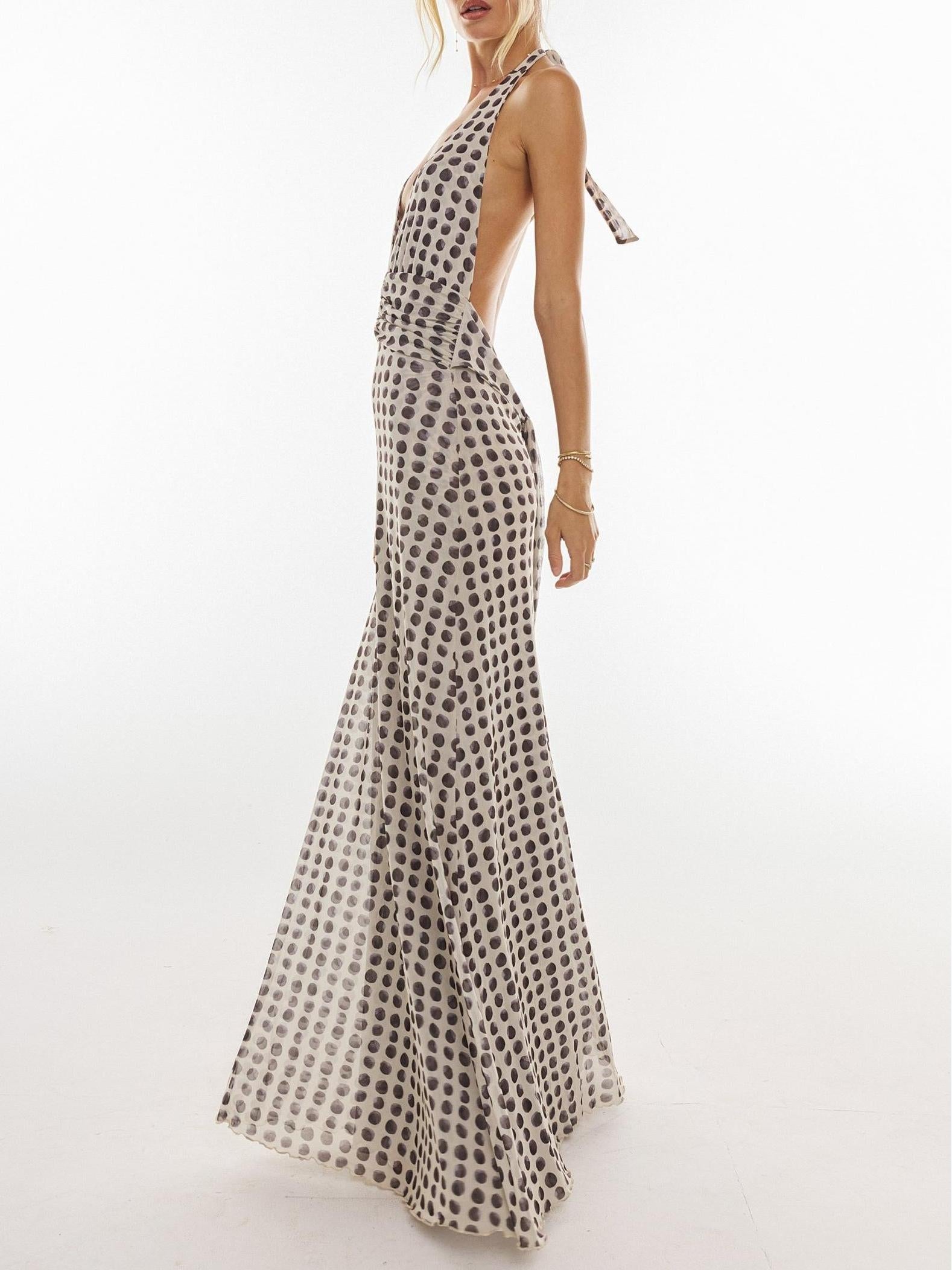 Camoni Polka Dot Diary Maxi Dress Newgew Dresses