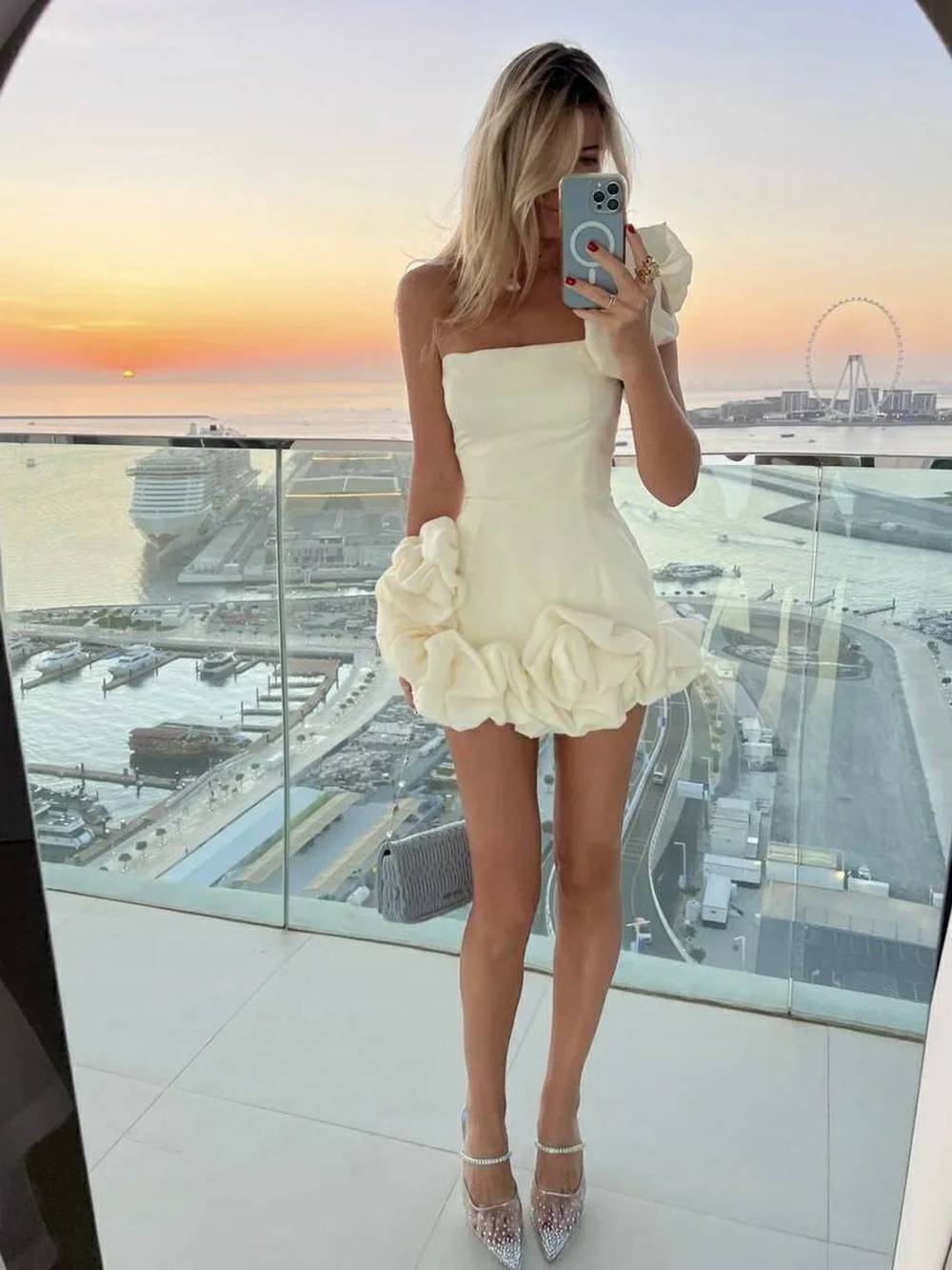 Flounced Bottom One Shoulder Bustier Dress Newgew Dresses