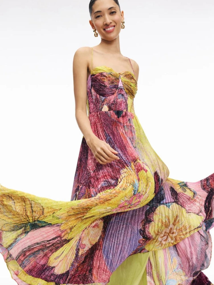 Kiara Multicolored Ikat Print Maxi Dress Newgew Dresses