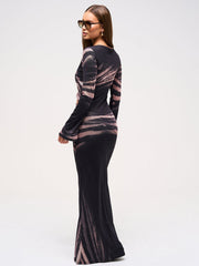 Cutout Waist Printed Maxi Dress Newgew Dresses