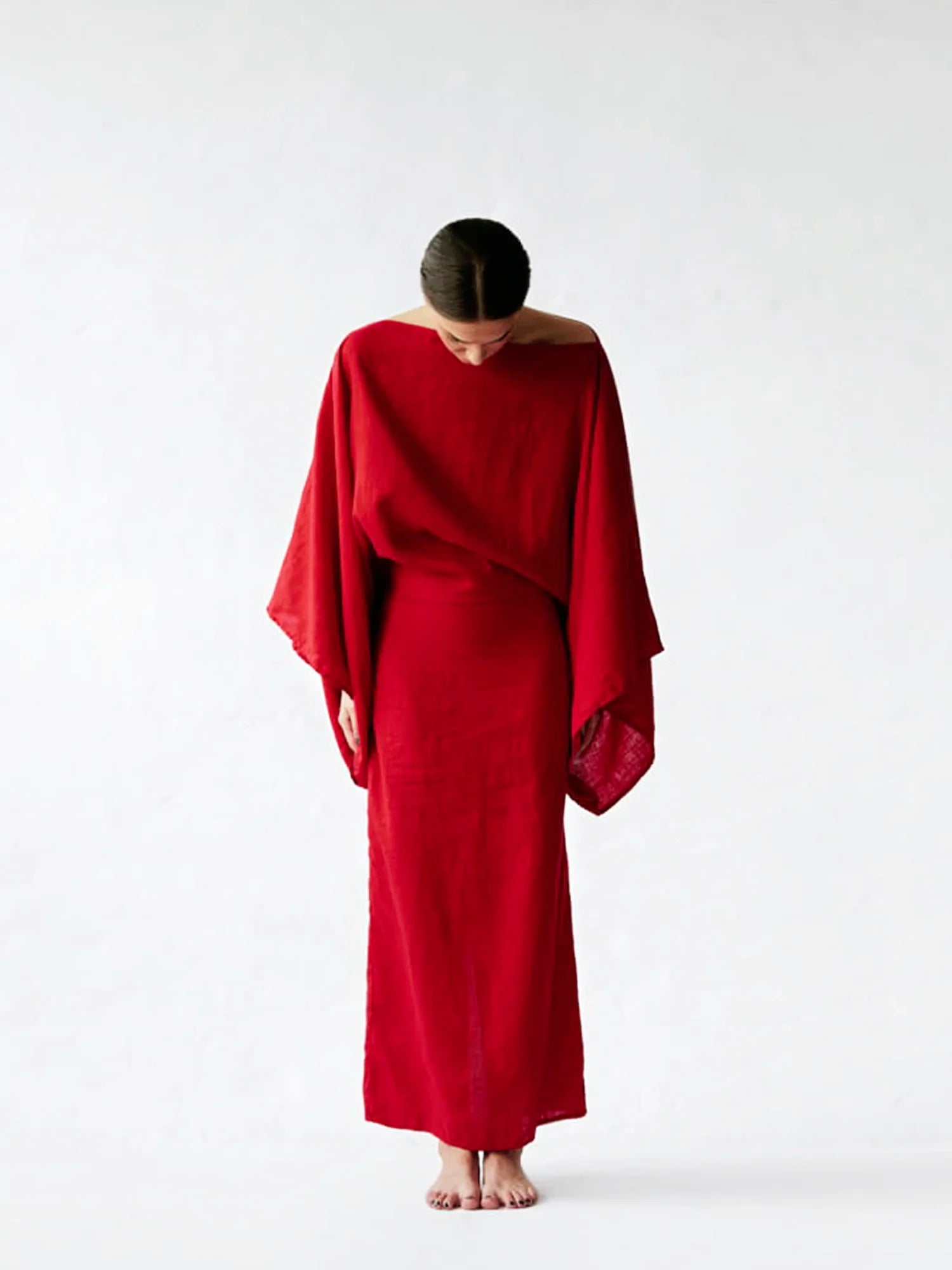 Crimson Linen Breeze Kimono Dress Newgew Dresses