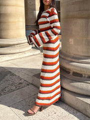Zigzag Pattern Crochet Open Back Maxi Dress Newgew Dresses