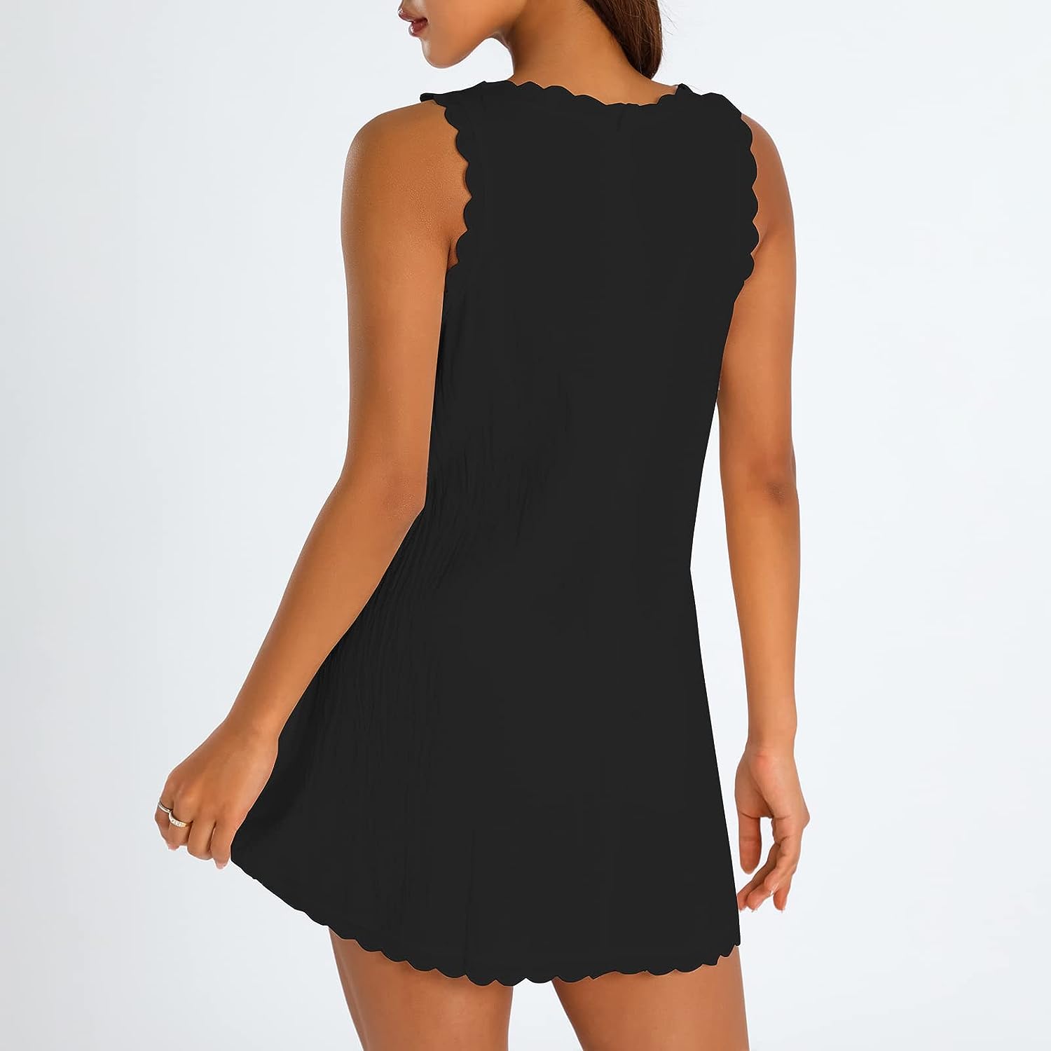 Scalloped A-Line Beach Dress In Black Newgew Dresses