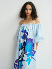 Striped Off The Shoulder Maxi Dress Newgew Dresses