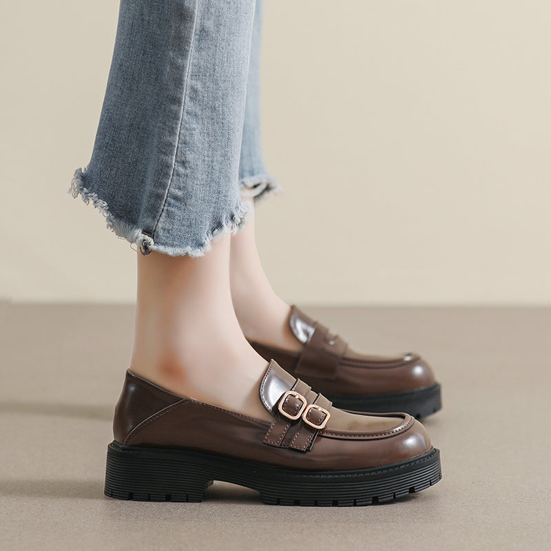 Women Retro Soft Minimalist Thick Soled Casual Loafers Newgew Shoes