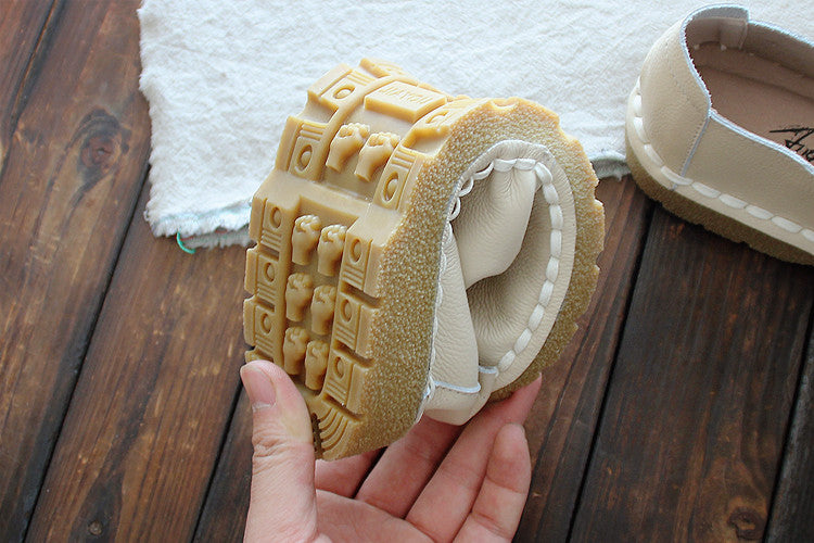 Women Retro Soft Cowhide Leather Casual Shoes Newgew Shoes