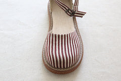 Women Casual Stripe Canvas Summer Sandals Newgew Shoes