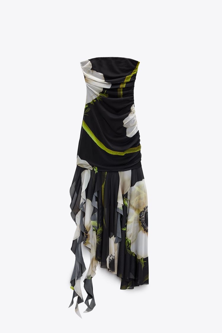 Gardenia Floral Mesh Pleat Tube Midi Dress Newgew Dresses