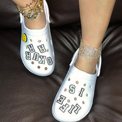 Casual Living Hollowed Out Letter Round Comfortable Shoes NewGew