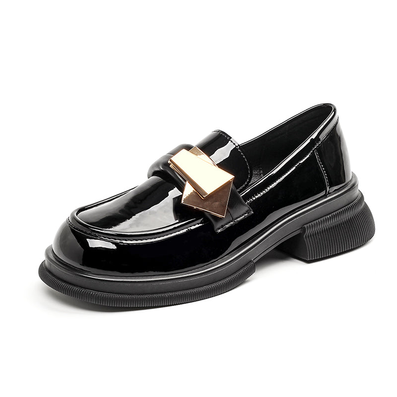 Women Casual Thick Sole Glossy Loafers Newgew Shoes