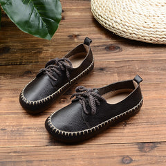 Women Retro Leather Flat Casual Shoes Newgew Shoes
