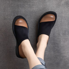 Women Retro Leather Elastic Casual Shoes Newgew Shoes