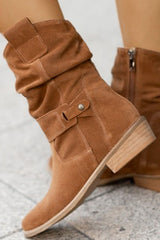 Retro Solid Color Flat Suede Low Boots NewGew