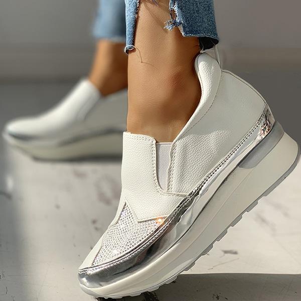 Women Casual Sequins Slip On Wedge Sneakers NewGew