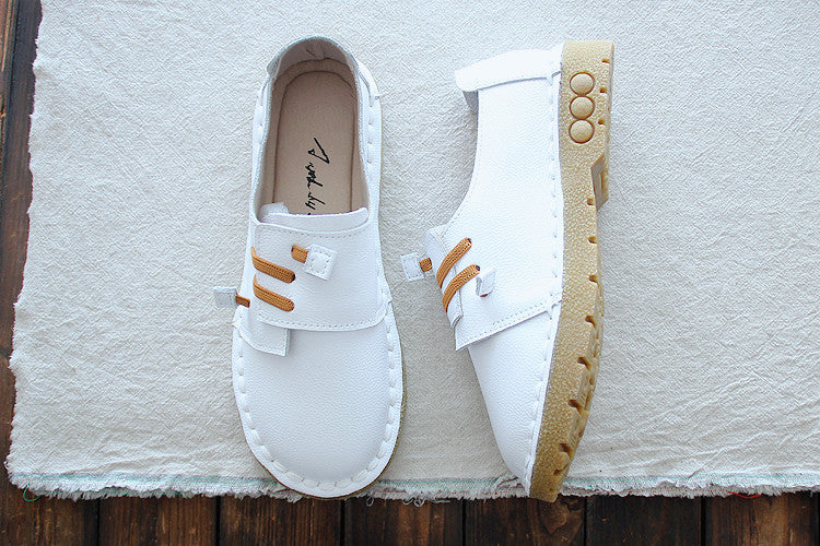 Women Retro Soft Cowhide Leather Casual Shoes Newgew Shoes