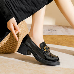 Women Minimalist Casual Soft Chunky Heel Loafers Newgew Shoes