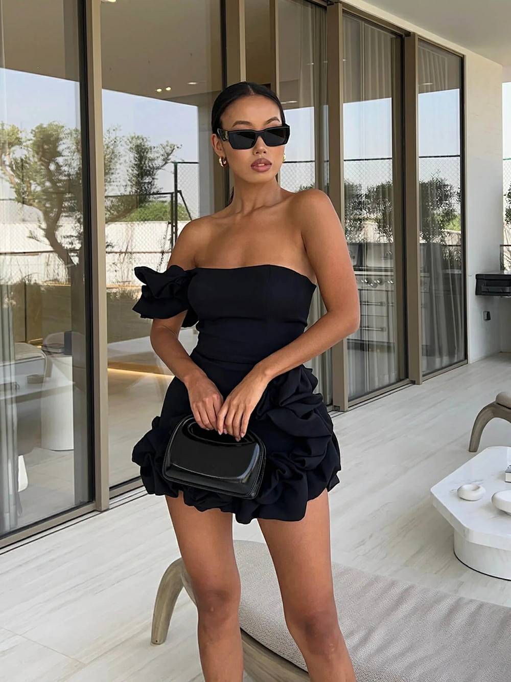 Flounced Bottom One Shoulder Bustier Dress Newgew Dresses