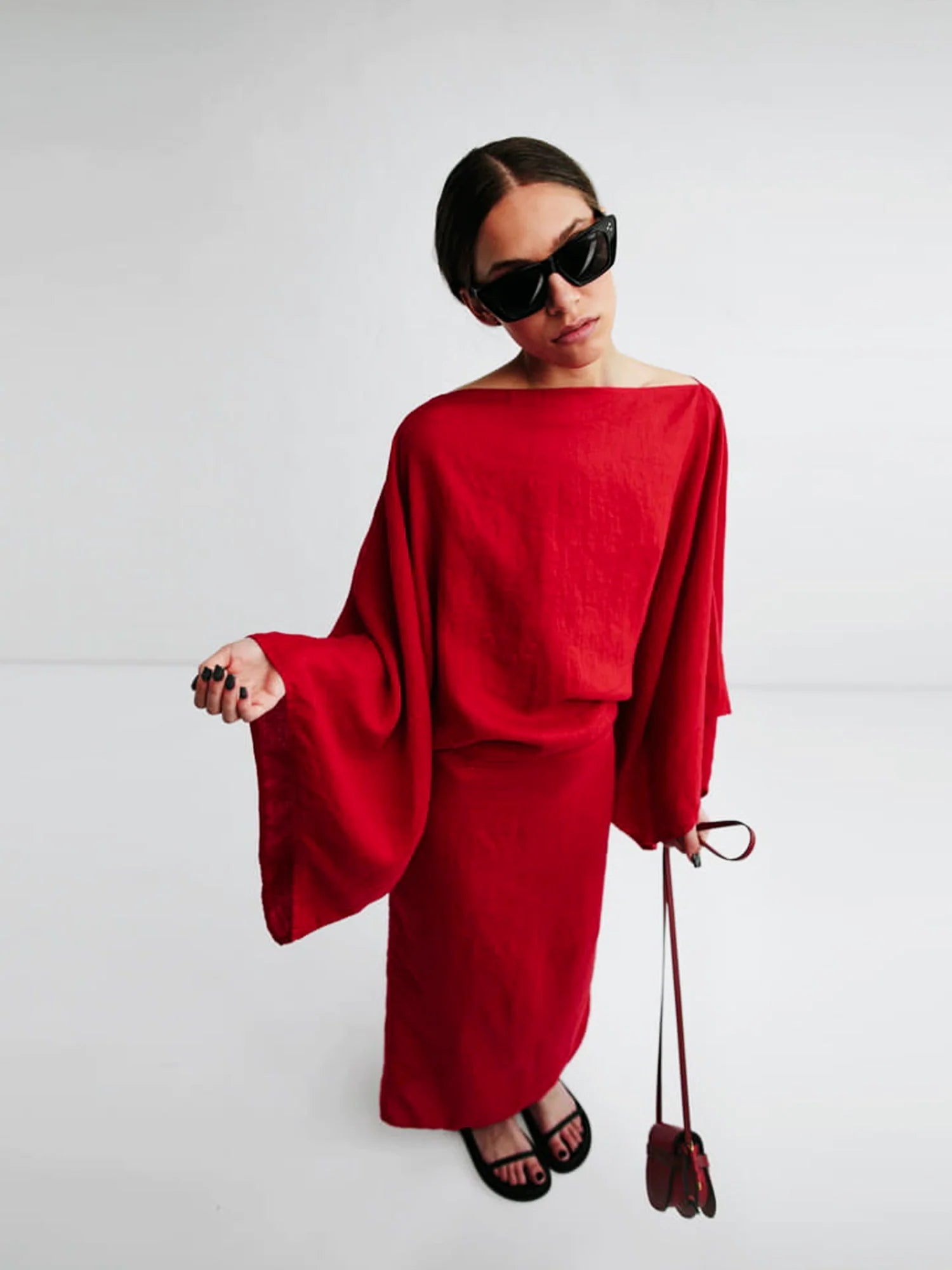 Crimson Linen Breeze Kimono Dress Newgew Dresses
