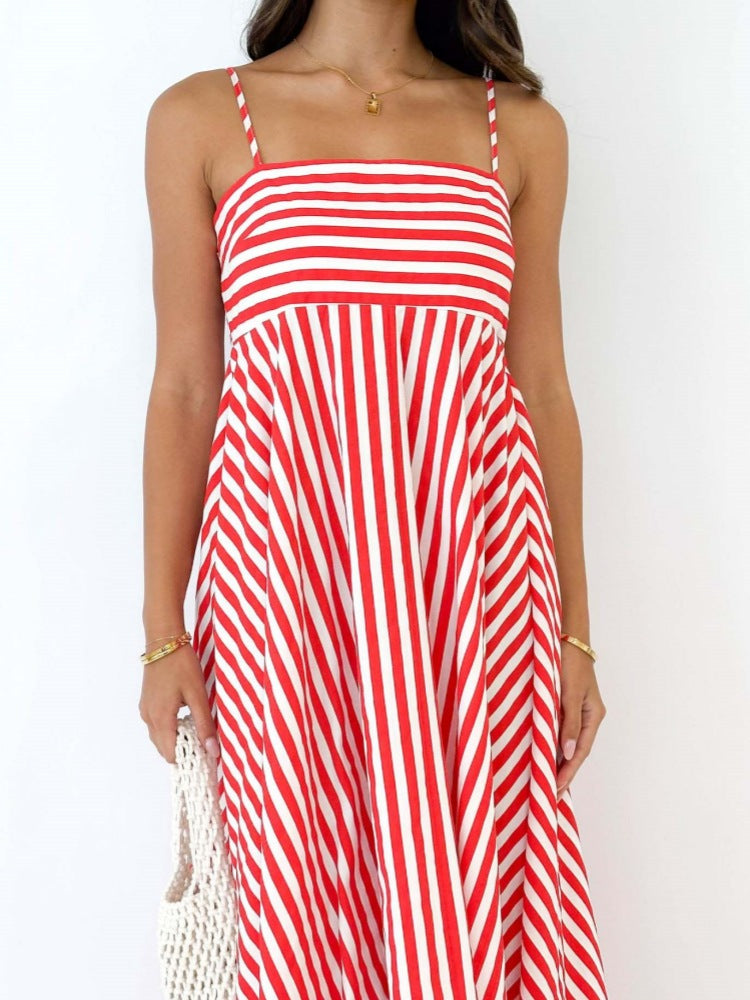 Striped Thin Strappy Midi Dress Newgew Dresses