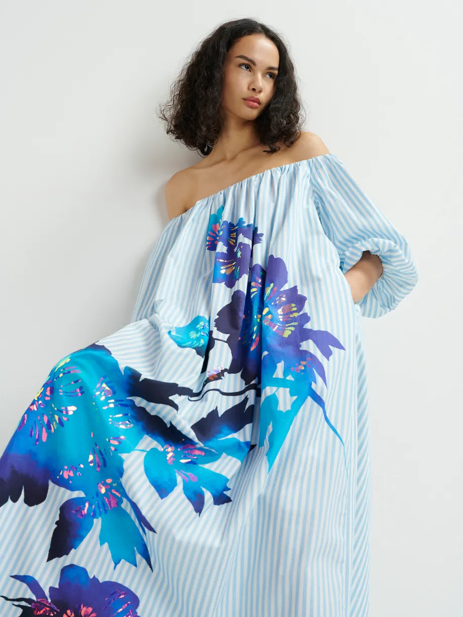 Striped Off The Shoulder Maxi Dress Newgew Dresses