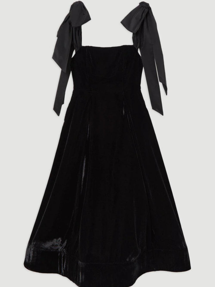 Velvet Strapless Bow Midi Dress Newgew Dresses