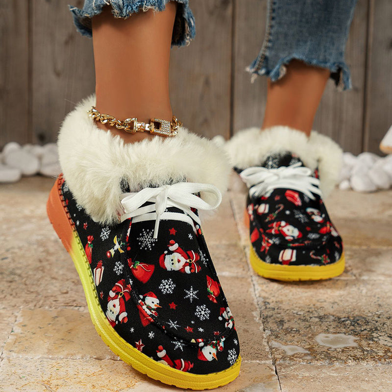 Casual Patchwork Frenulum Printing Round Keep Warm Comfortable Out Door Shoes NewGew